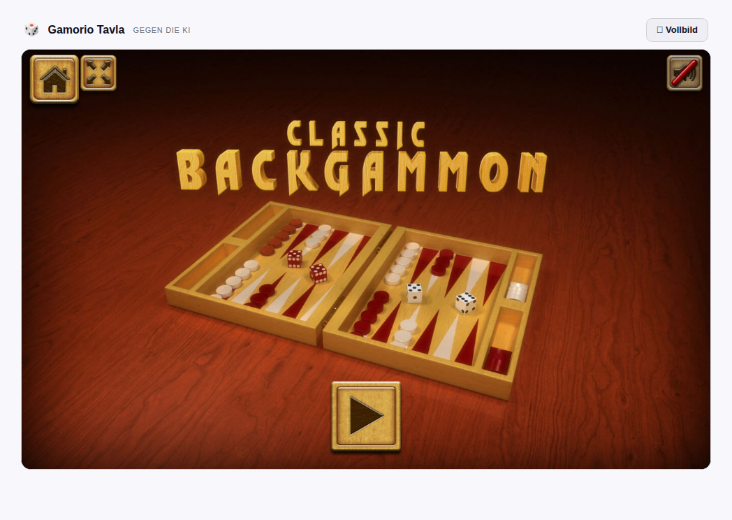 Gamorio Tavla: Backgammon-Brett im Browser